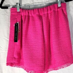 Central Park West Pink and Gold Skort with Fringe Hem
